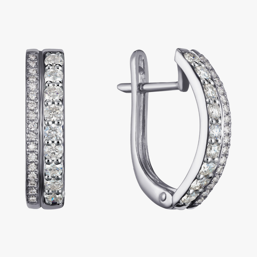 Серьги с бриллиантами из белого золота - С2741