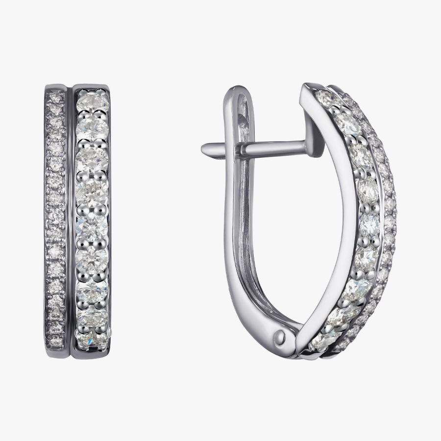 Сережки з діамантами з білого золота - С2741