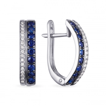 GOLD EARRINGS WITH SAPPHIRES AND DIAMONDS - С2741