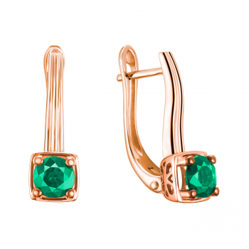 GOLD EARRINGS WITH EMERALDS - С2762и