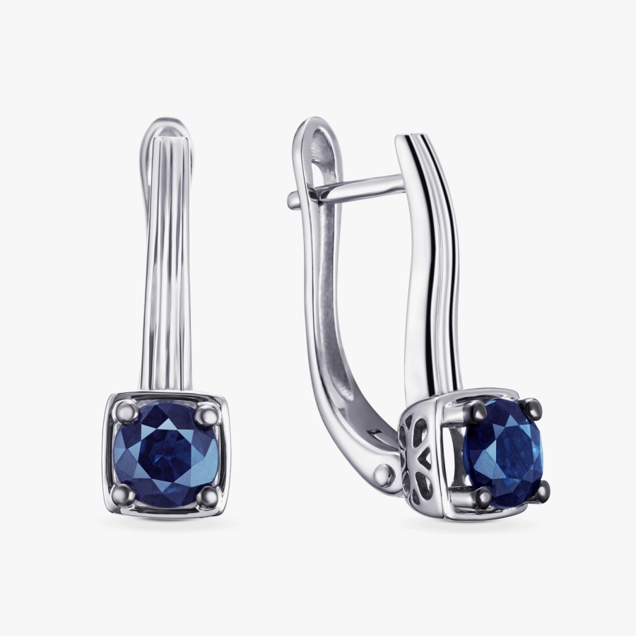 Сережки з білого золота з сапфірами - С2762с
