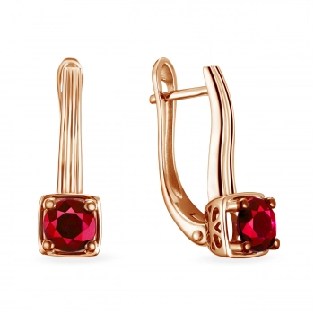 GOLD EARRINGS WITH RUBIES - С2762