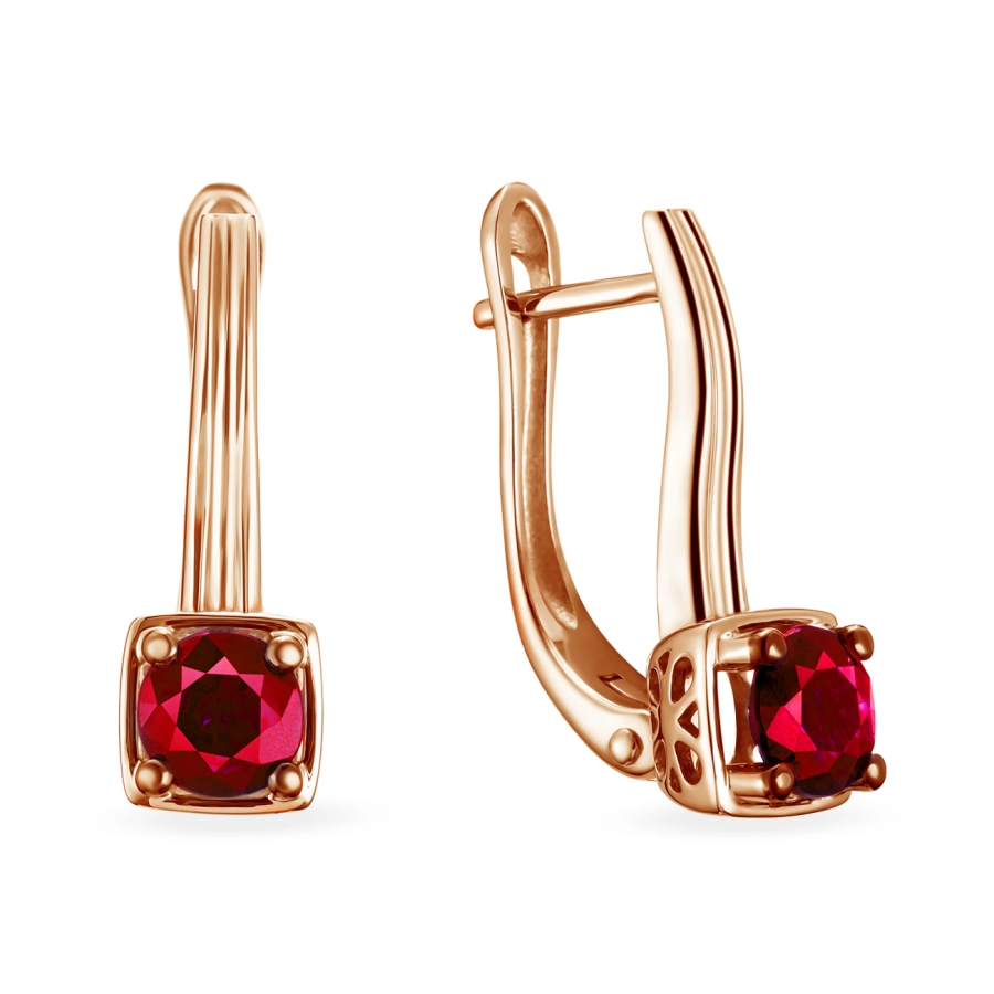 GOLD EARRINGS WITH RUBIES - С2762