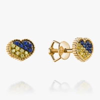 Heart of Ukraine Stud Earrings with Yellow and Blue Sapphires - С2774сж