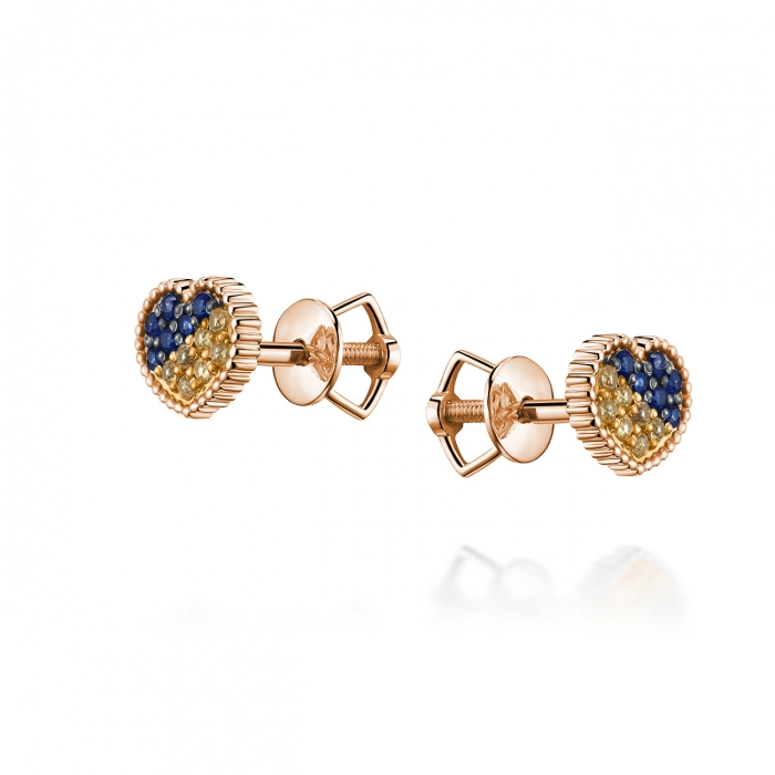 GOLD EARRINGS WITH SAPPHIRES - С2774сж