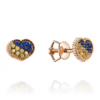GOLD EARRINGS WITH SAPPHIRES - С2774сж