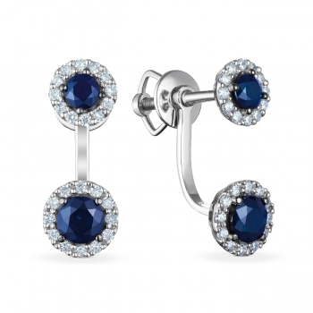 GOLD EARRINGS WITH SAPPHIRES AND DIAMONDS - С2776c