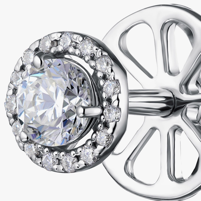 Сережки-пусети з діамантами з білого золота - С2783.43