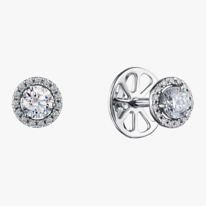 Серьги-пусеты с бриллиантами из белого золота - С2783.43