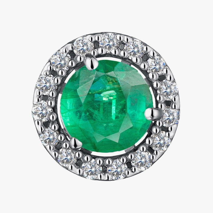 White Gold Emerald and Diamond Stud Earrings - С2783и