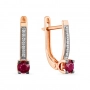 GOLD EARRINGS WITH RUBIES AND DIAMONDS - С2802