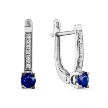 GOLD EARRINGS WITH SAPPHIRES AND DIAMONDS - С2802