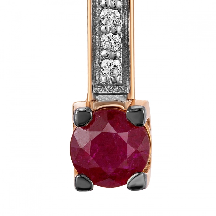 GOLD EARRINGS WITH RUBIES AND DIAMONDS - С2802