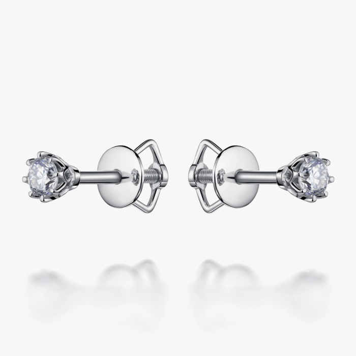 Classic White Gold Diamond Stud Earrings - С2803