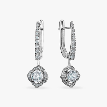 Серьги с бриллиантами из белого золота - С2808