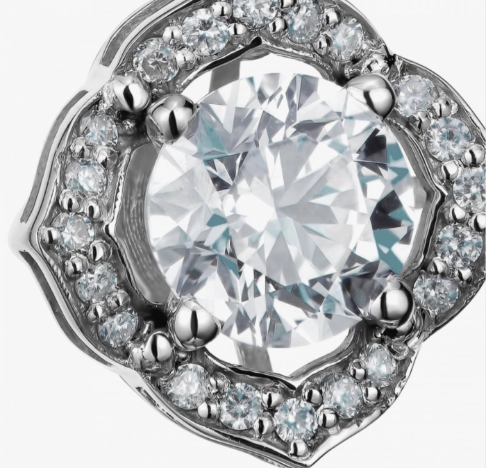 Сережки з діамантами з білого золота - С2808