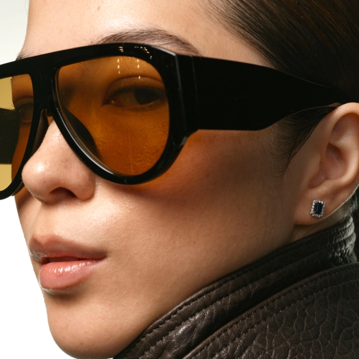 Сережки-пусети з білим золотом, сапфірами та діамантами - С2815с