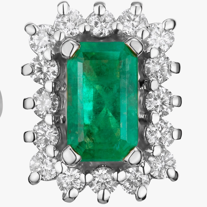 White Gold Stud Earrings with Emeralds and Diamonds - С2815и