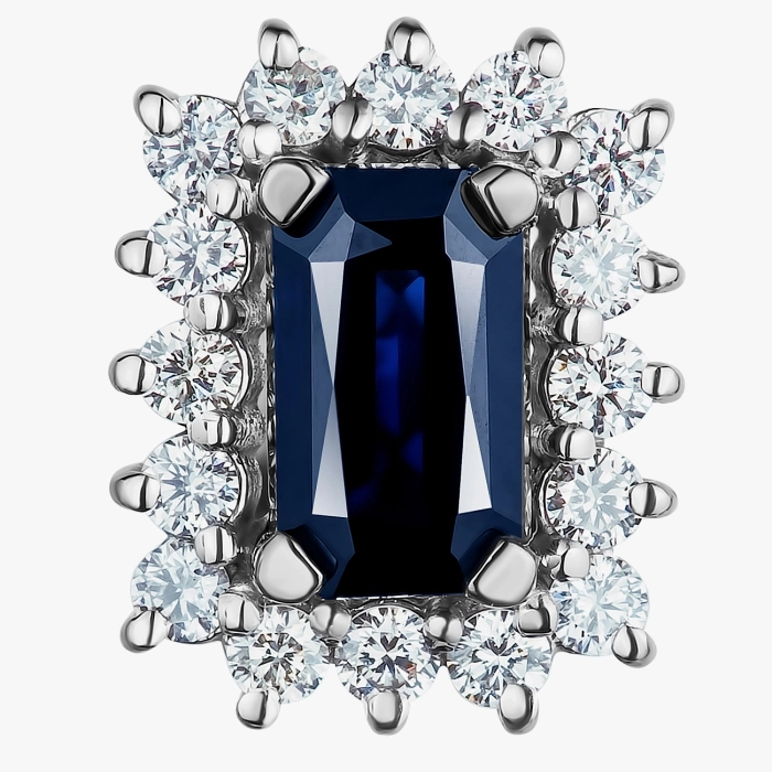 White Gold, Sapphire and Diamond Stud Earrings - С2815с