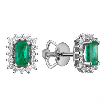 GOLD EARRINGS WITH EMERALDS AND DIAMONDS - С2815и