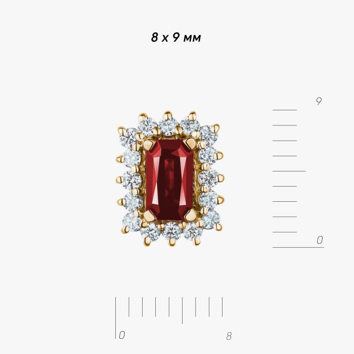 Серьги с бриллиантами и рубинами в обрамлении из красного золота - С2815р