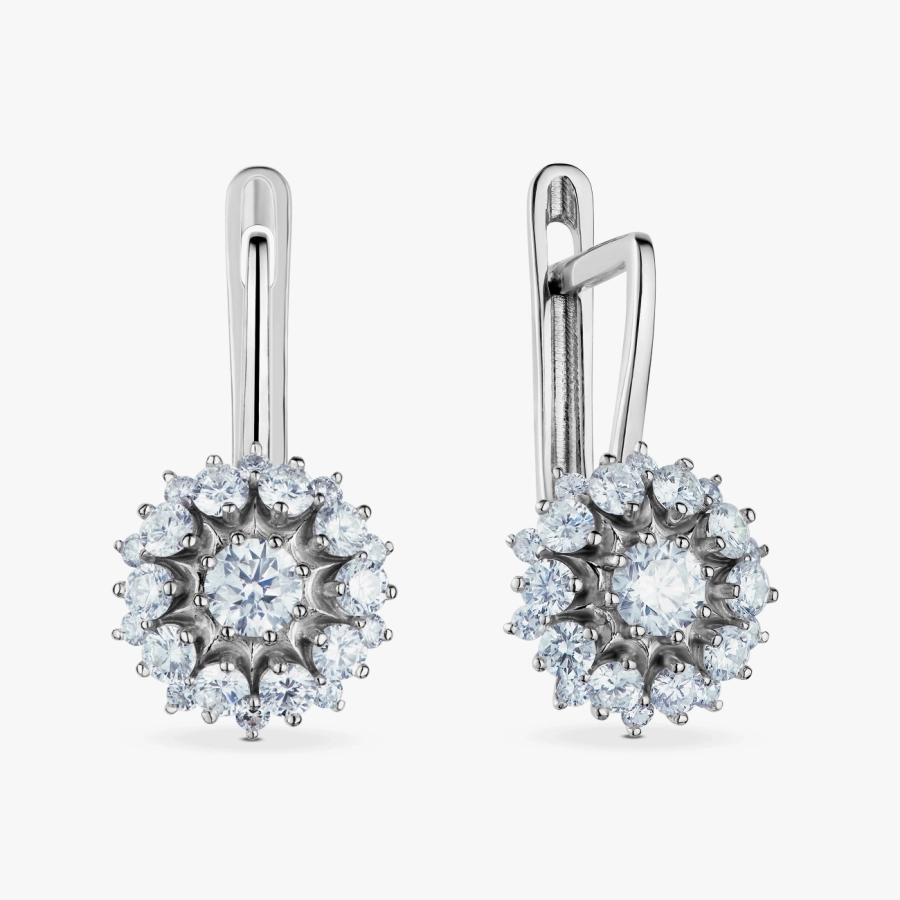 Сережки з білого золота з діамантами - С2816