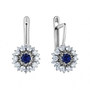 GOLD EARRINGS WITH SAPPHIRES AND DIAMONDS - С2816с