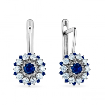 GOLD EARRINGS WITH SAPPHIRES AND DIAMONDS - С2816