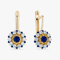 Yellow Gold Sapphire and Diamond Earrings - С2816с