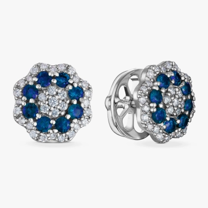 Сережки-пусети з сапфірами та діамантами - С2817с