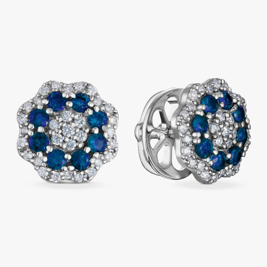 Сережки-пусети з сапфірами та діамантами - С2817с