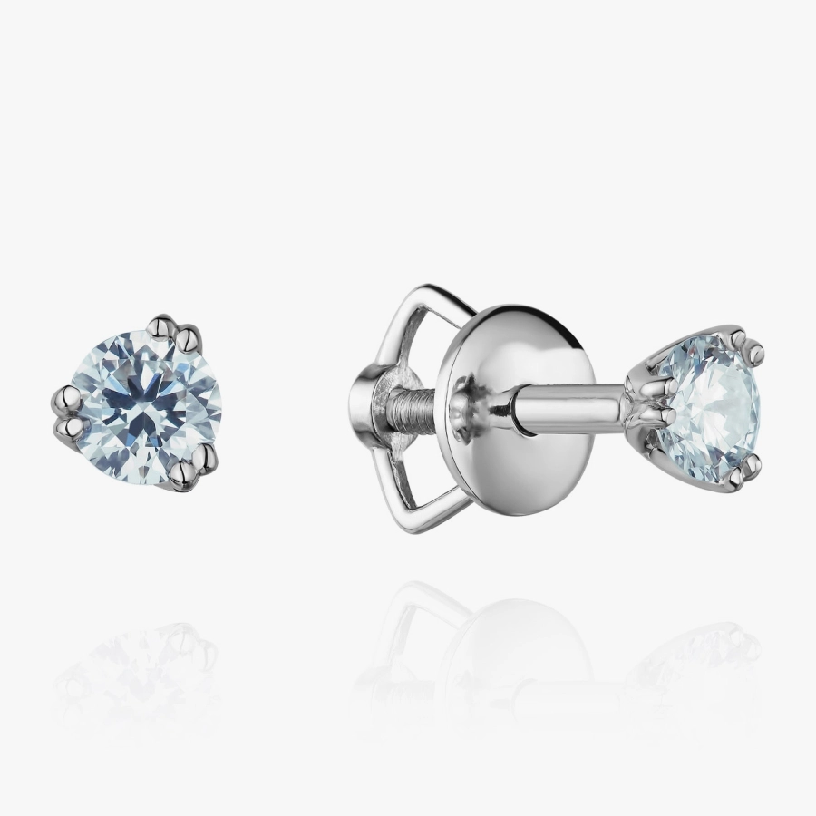 Серьги-пусеты из белого золота с бриллиантами - С2823.43