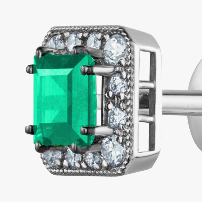 Серьги с изумрудами и бриллиантами из белого золота - С2825и