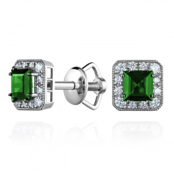 GOLD EARRINGS WITH EMERALDS WITH DIAMONDS - С2825и