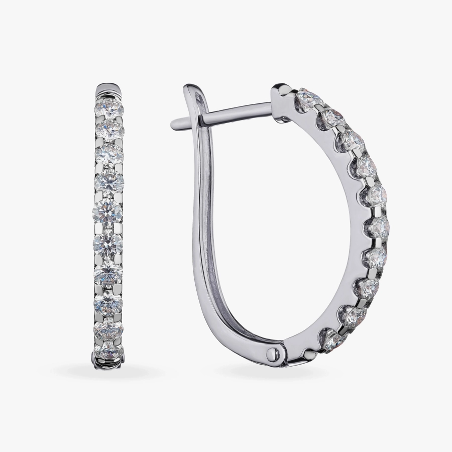 Бриллиантовые серьги-полукольца из белого золота - С2828