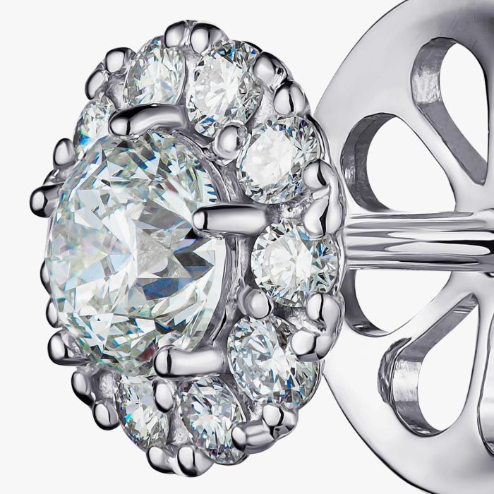 Бриллиантовые серьги-гвоздики в белом золоте - С2839.41