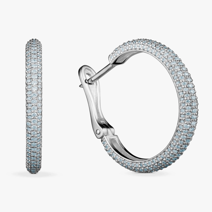 Серьги-кольца с бриллиантами в белом золоте - С2829