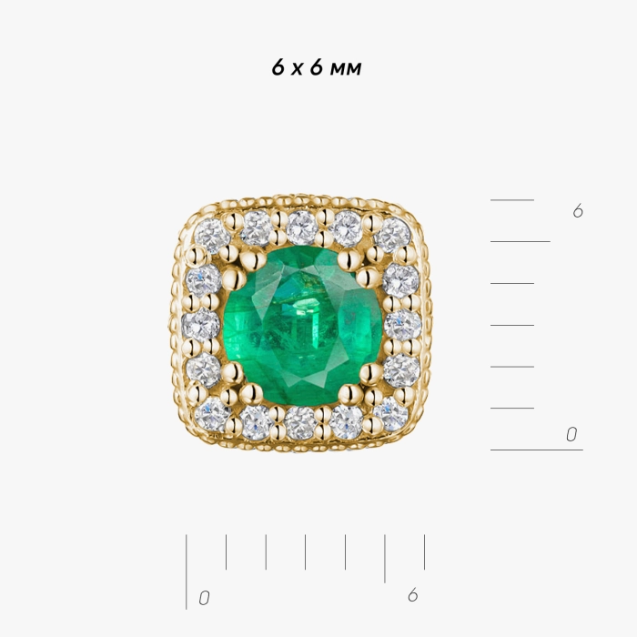 Gold earrings with emeralds and diamonds - С2840.1и