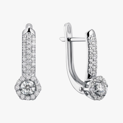 Серьги с бриллиантами из белого золота - С2848