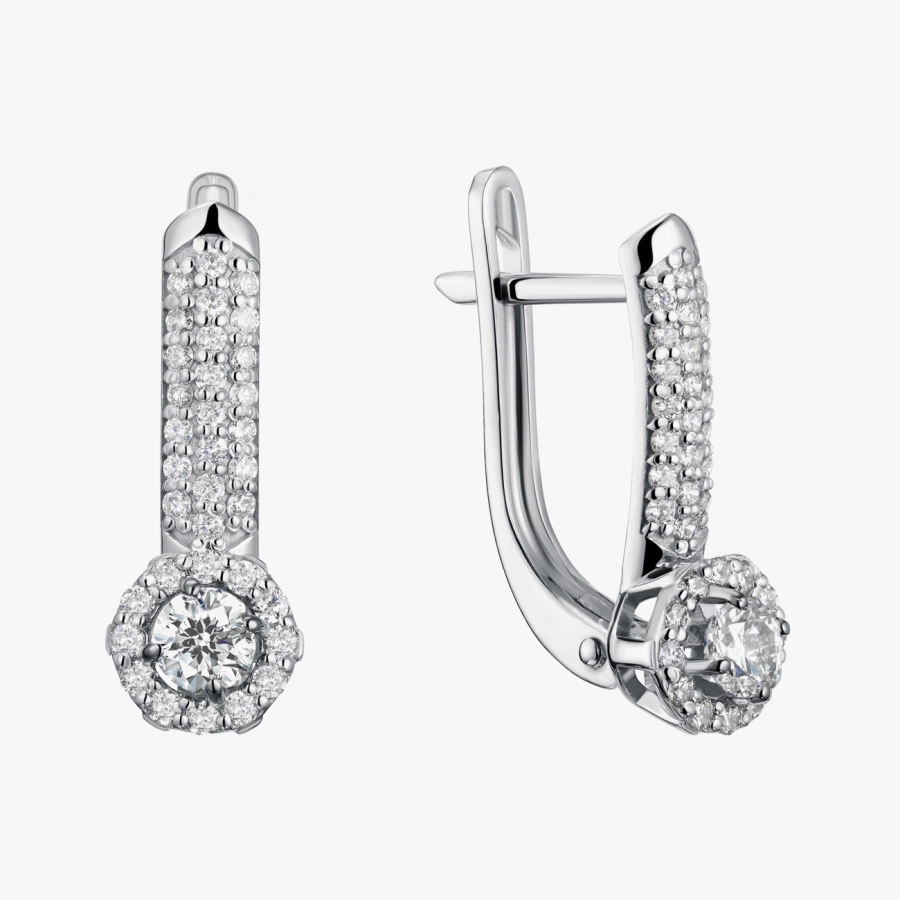 Серьги с бриллиантами из белого золота - С2848