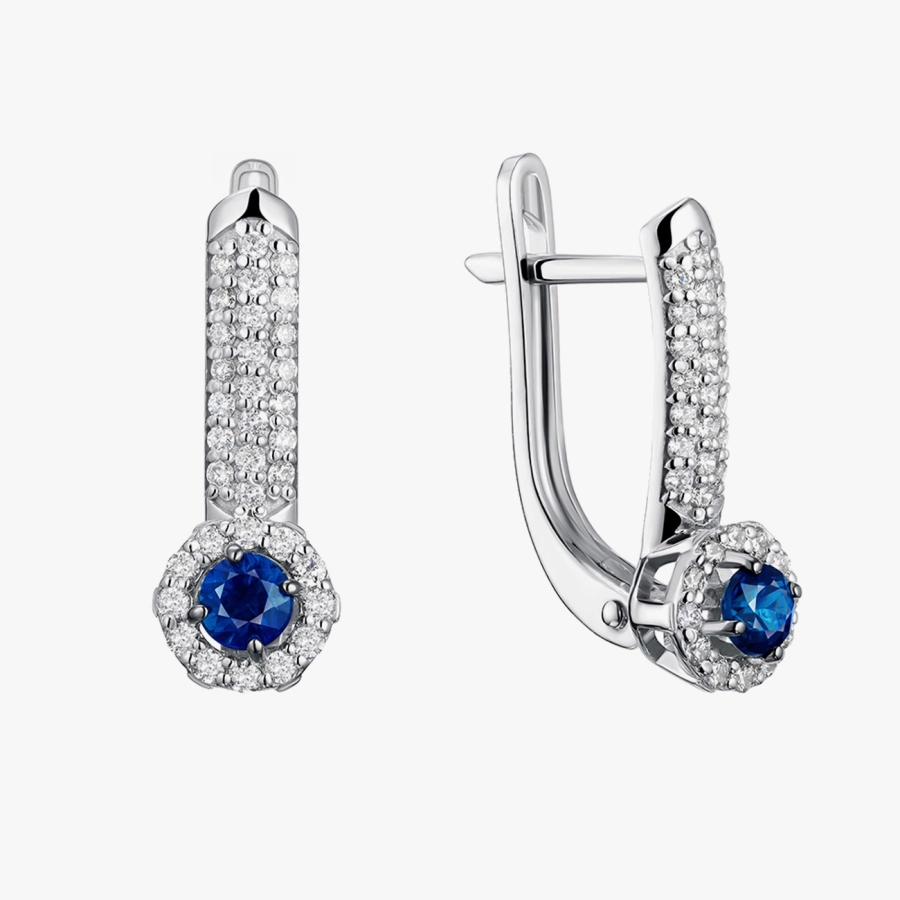 Сережки з сапфірами та діамантами з білого золота - С2848с