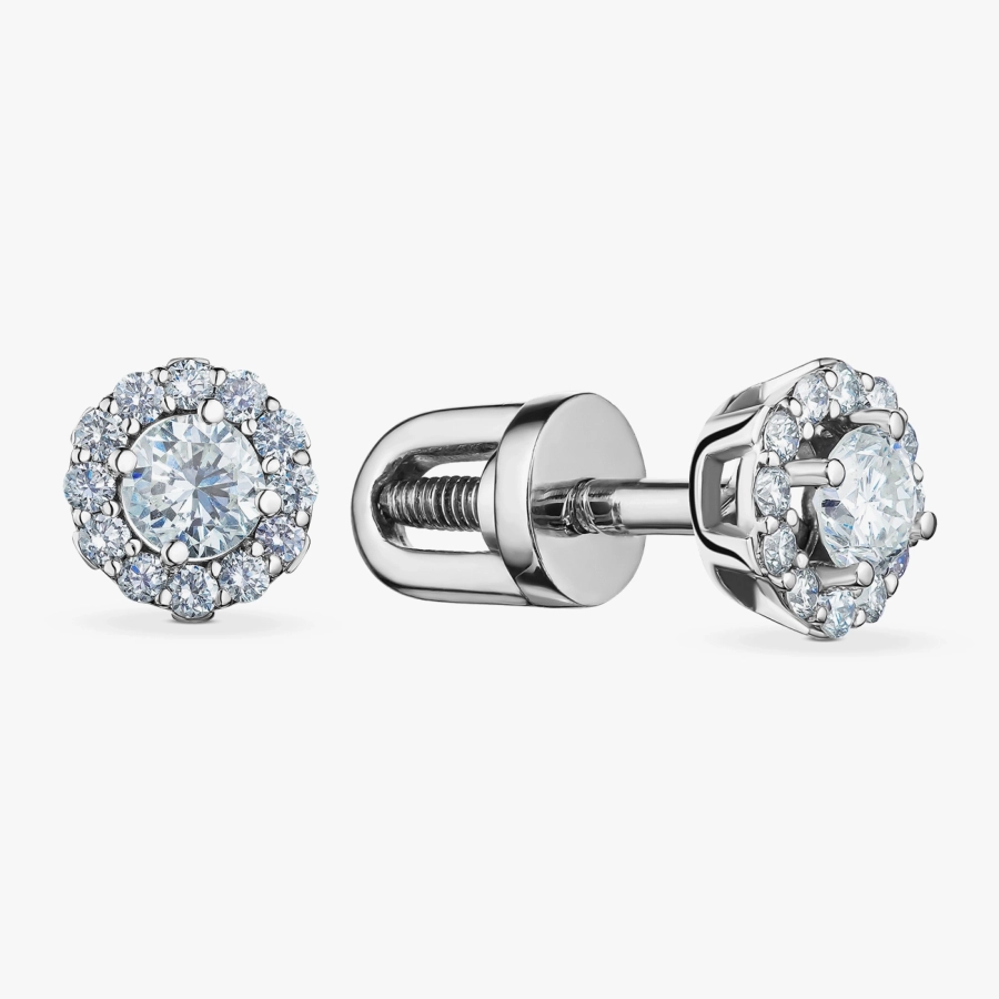 Classic White Gold Diamond Stud Earrings - С2849