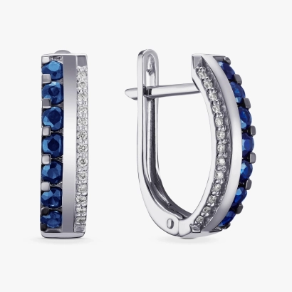 Sapphire and Diamond Earrings in White Gold - С2852с