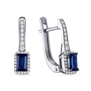 GOLD EARRINGS WITH SAPPHIRES AND DIAMONDS - С2858