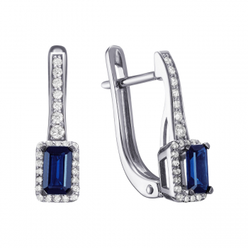 GOLD EARRINGS WITH SAPPHIRES AND DIAMONDS - С2858с