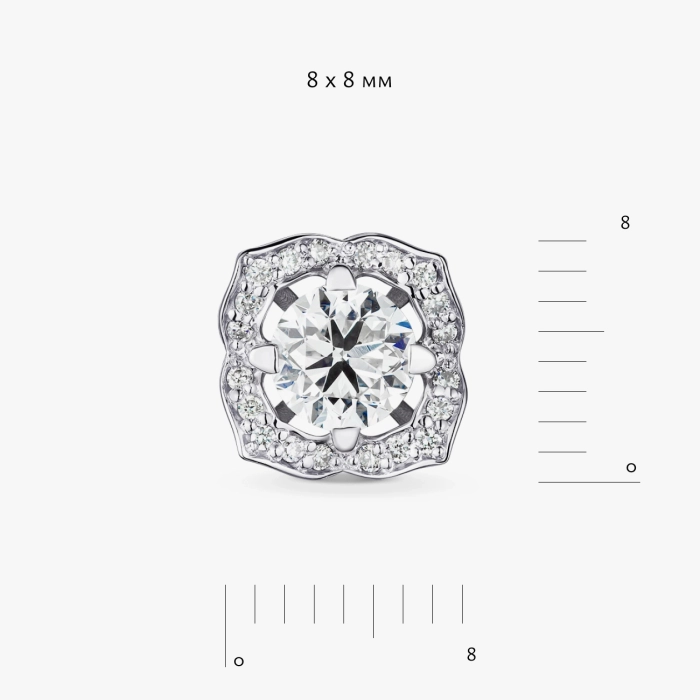 Серьги-пусеты из белого золота с бриллиантами - С2859