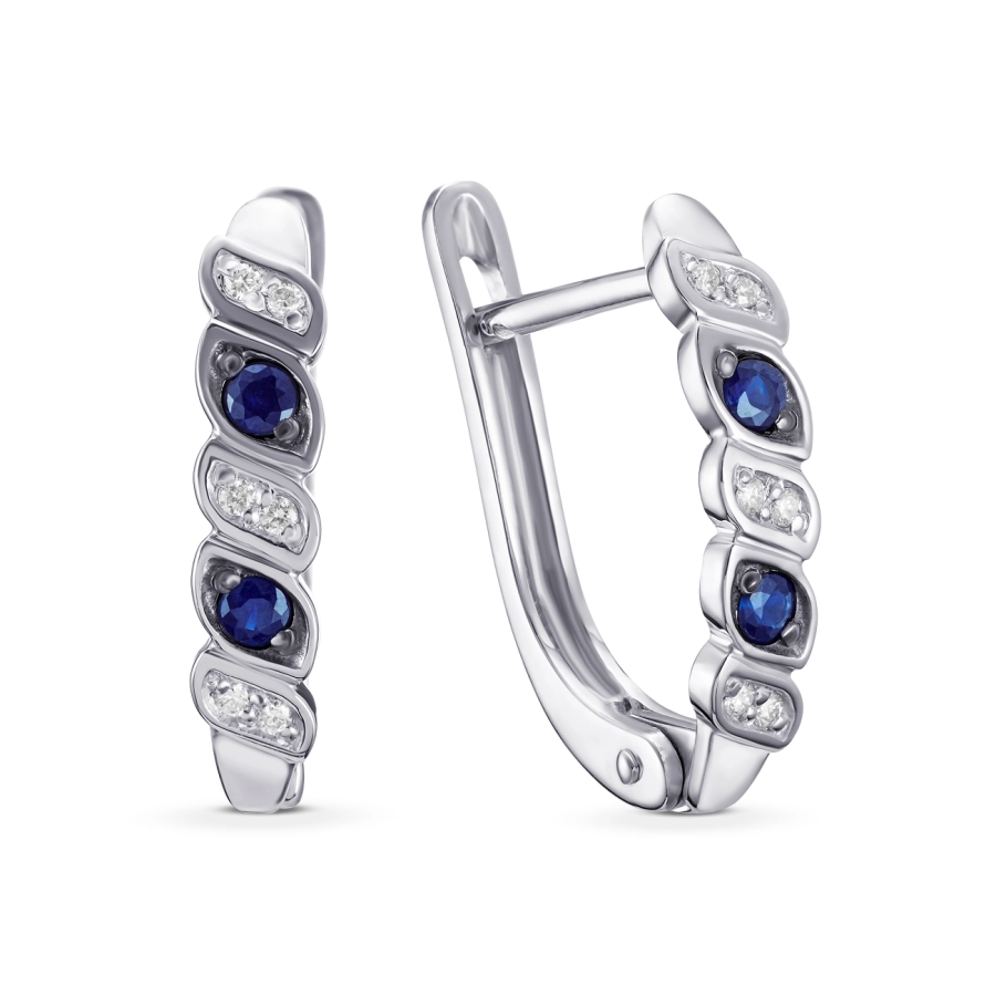 ЗОЛОТЫЕ СЕРЬГИ С САПФИРАМИ И БРИЛЛИАНТАМИ - С2862