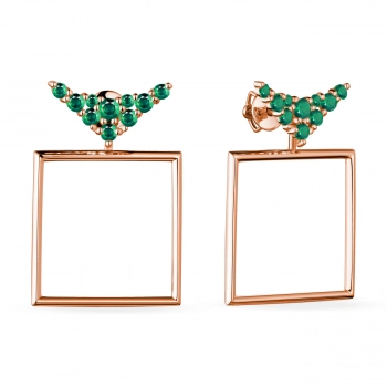 GOLD EARRINGS WITH EMERALDS - С2890и