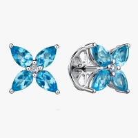 Flower-shaped blue topaz stud earrings - С2897 Flower-shaped blue topaz stud earrings - С2897