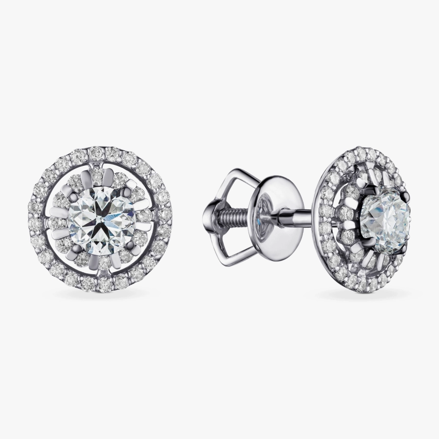 Пусети з білого золота з діамантами - С2900